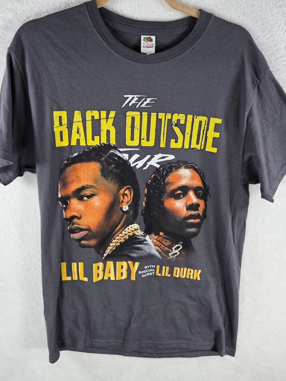 Lil Baby Lil Durk Back Outside Tour Rap T-Shirt Dark Gray Size Medium *Fits As S